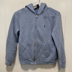 Polo Ralph Lauren Kids Blue Full Zip Hoodie Sweatshirt Size M 10-12 Pony Logo